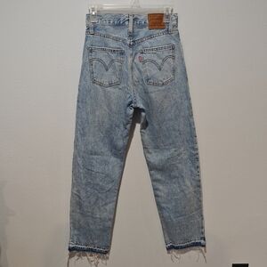Levi's Premium Jeans Straight Leg Distressed Women's Size 24 Light Wash Cotton